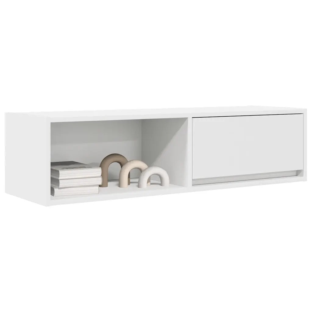 Mobili TV a Parete 2pz Bianchi 100x31x25,5 cm Legno Multistrato 861473