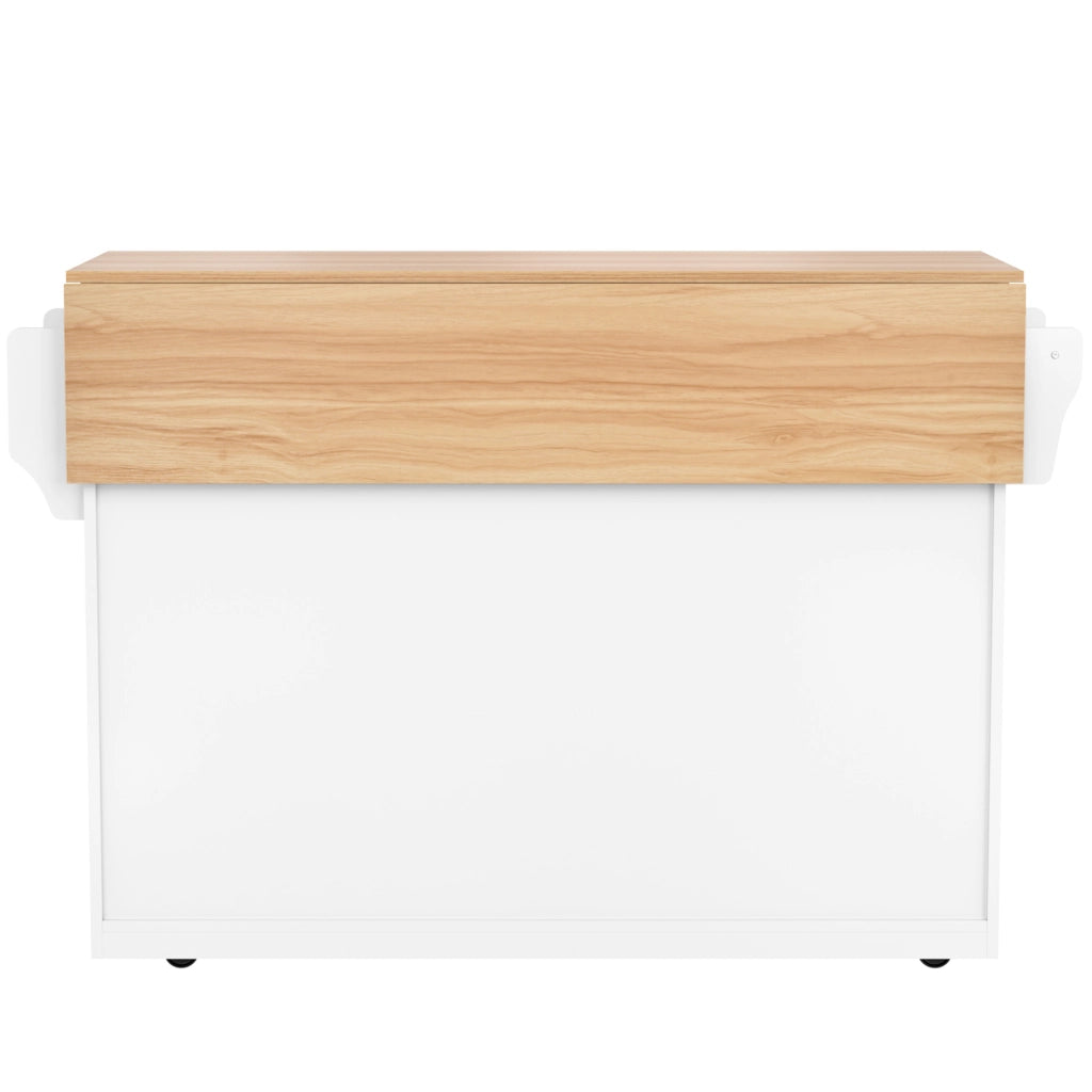 Carrello cucina multifunzione con piano ribaltabile 120x46(70)x91;5 cm; bianco e naturale