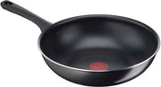 Wok 28cm con Rivestimento Antiaderente in Titanio - Segnale Termico - Facile da Pulire - Nero