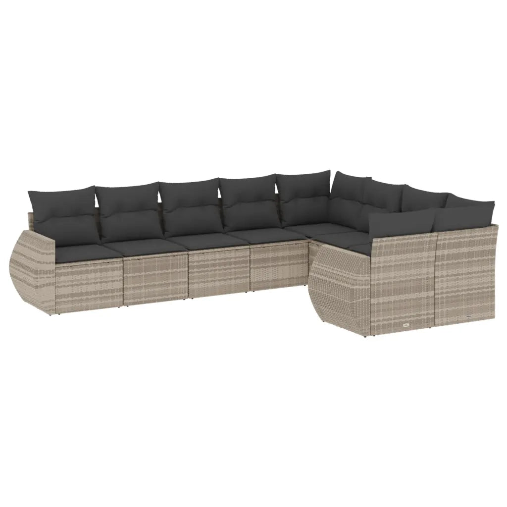 Set Divano da Giardino 9pz con Cuscini Grigio Chiaro Polyrattan 3254179