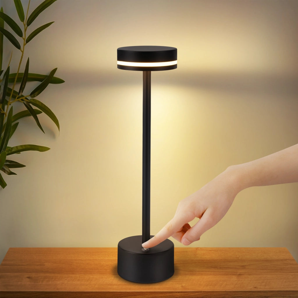 ZMH Lampada da tavolo LED nera H32cm per comodino camera letto