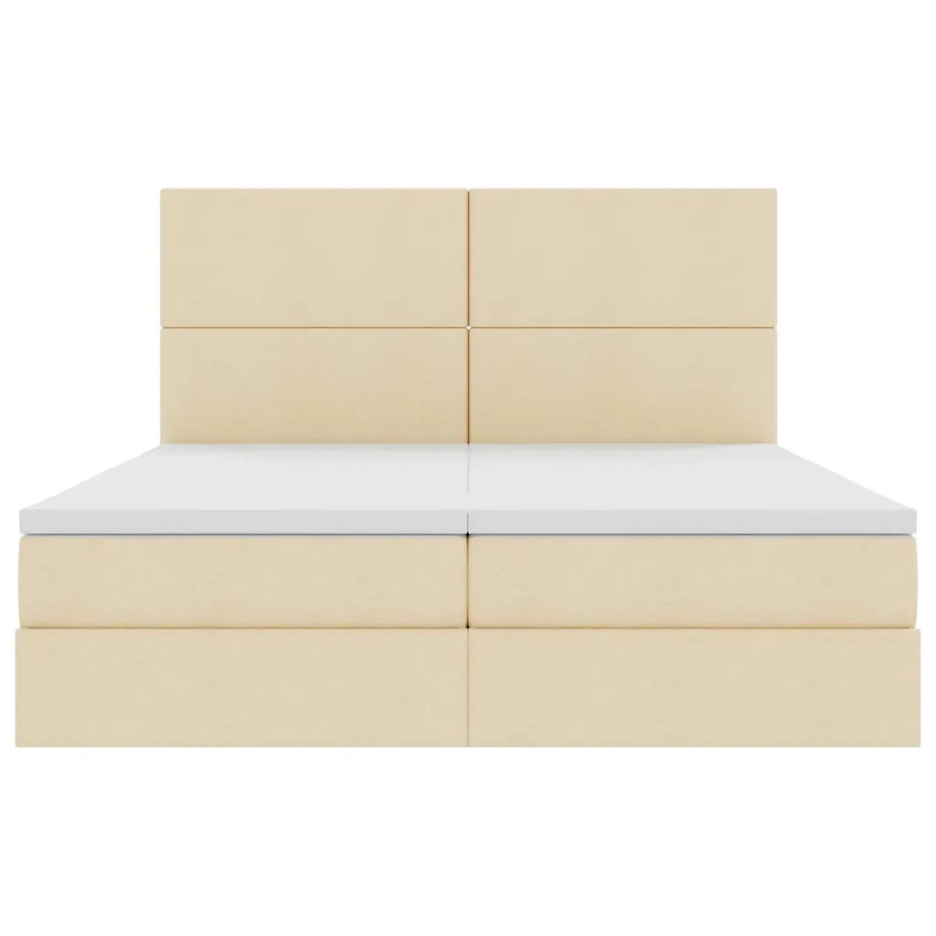 Letto con Contenitore Crema 200 x 200 cm Pelle Sintetica 3372195