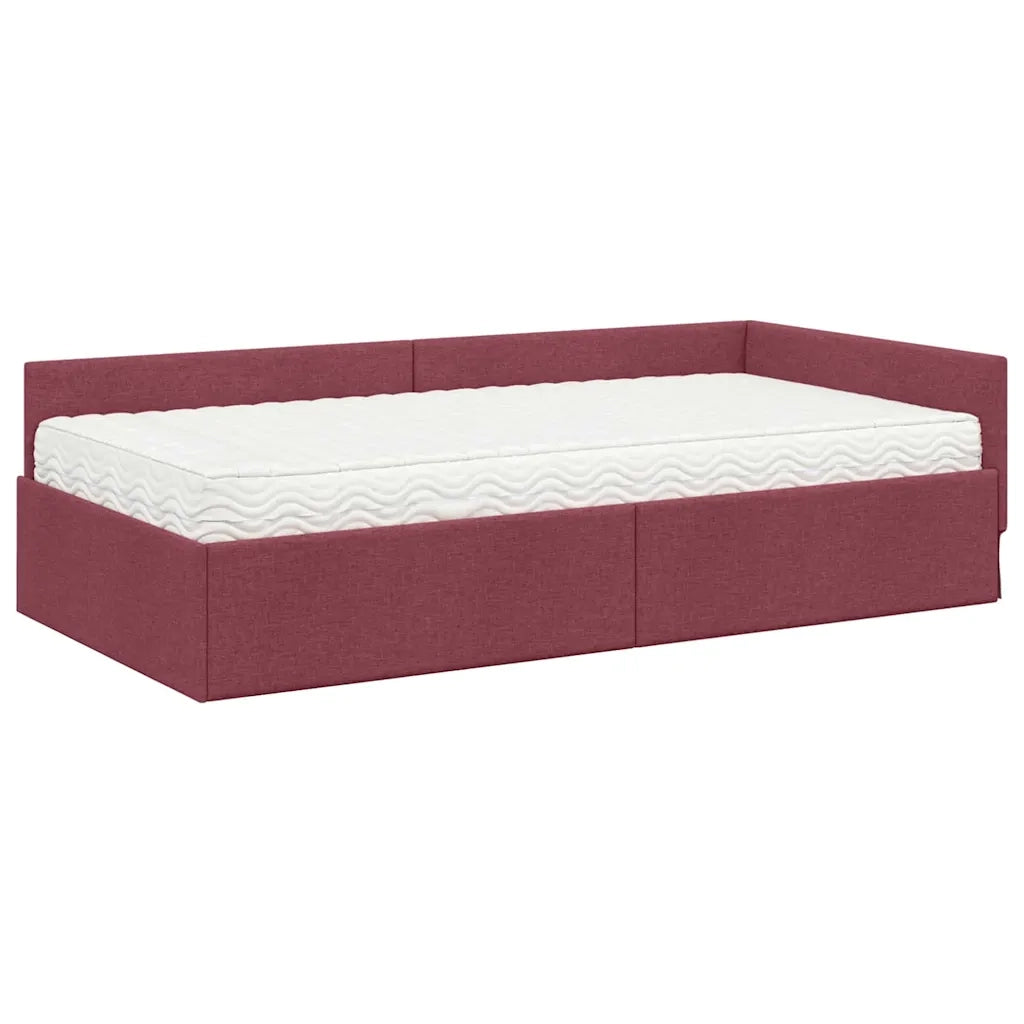 Struttura Letto Angolare con Materasso 2 pcs Rosso Tessuto 3393584