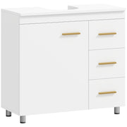 Mobiletto da bagno a 3 ripiani, in MDF e truciolato, colore bianco.