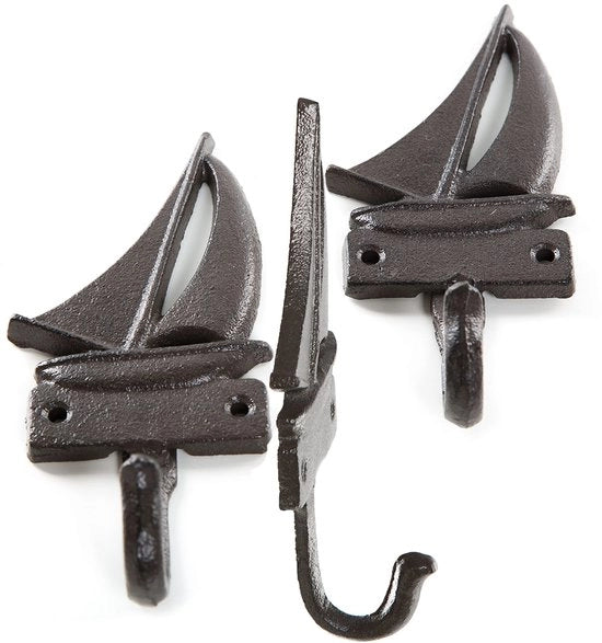 3 Haken per Parete per Barche da Diporto con Maniglia in Ferro da Bagno 7,5 x 16 x 3,5 cm Decorazione per la Cabina da Bagno
