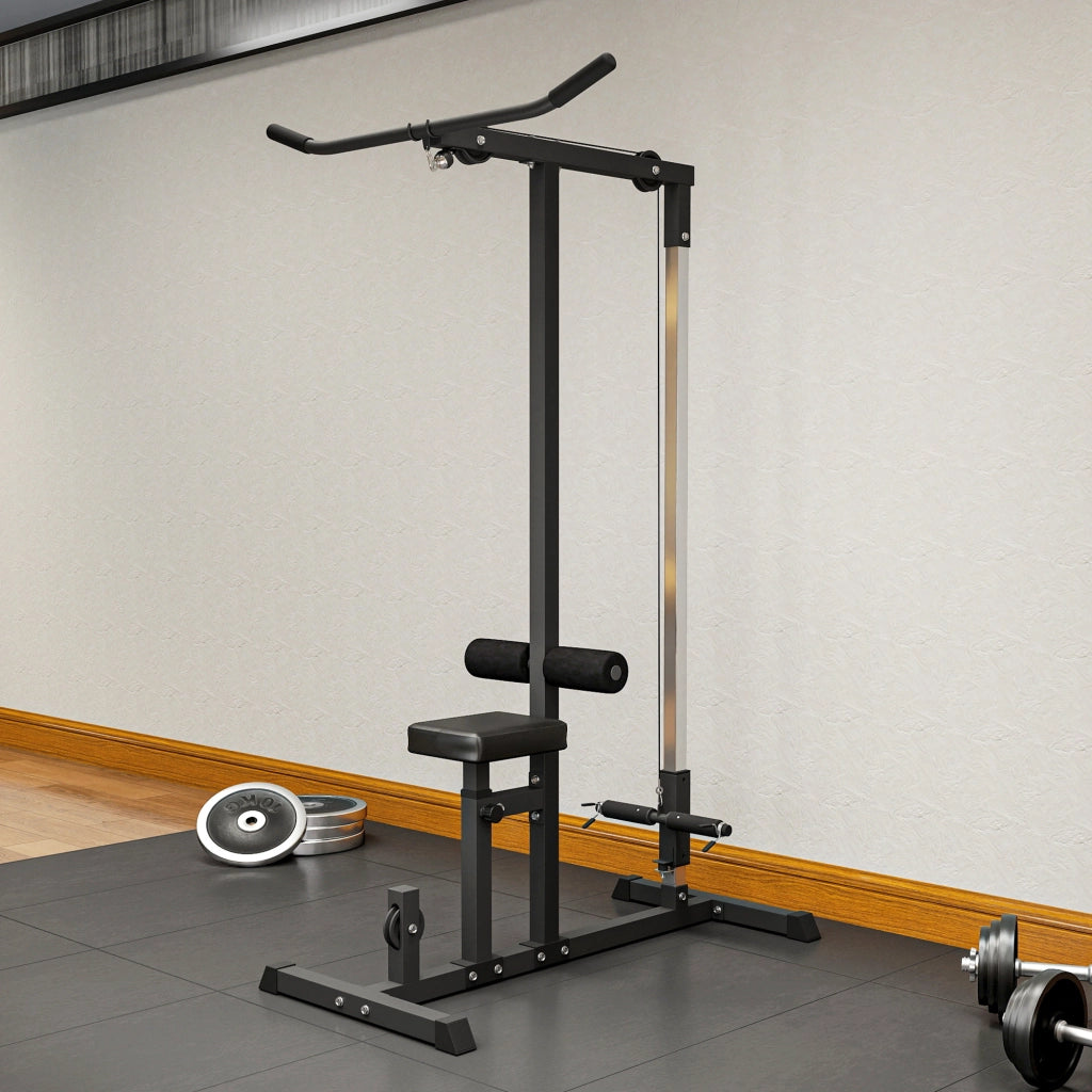 Stazione Fitness Pull Down con Panca e Cavo Regolabile ¨C zephmum ¨C Acciaio Nero 107x120x190cm