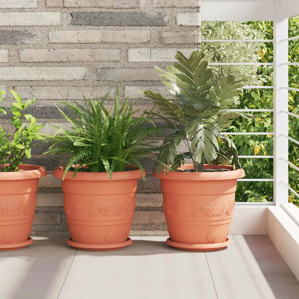 Fioriere | Cassetta per fiori | Vaso Rotondo per Fiori 24 pz Rosso Mattone ? 30 x 25 cm