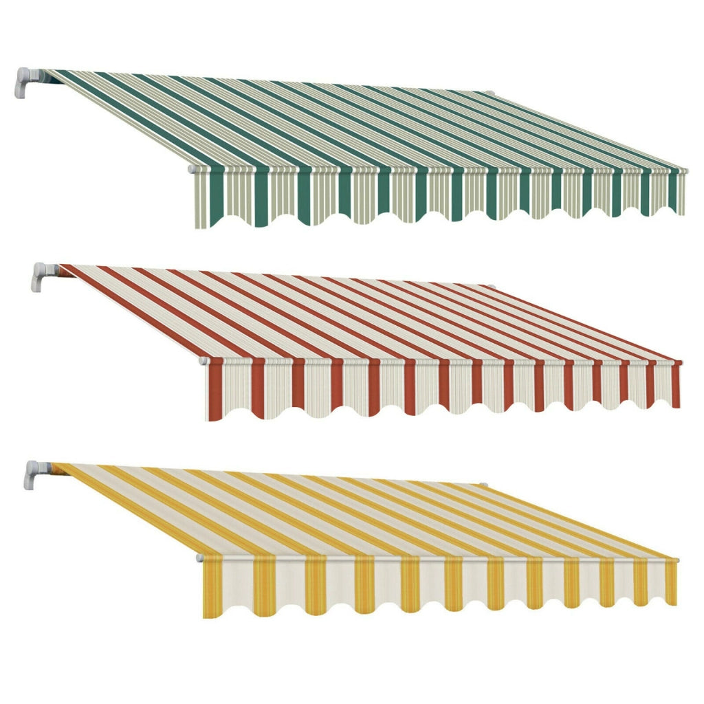 Tende da sole a Bracci Balcone Alluminio Avvolgibile a Barra quadra San Giorgio Dimensioni: 4 x 3 m, Colore: Rigato Giallo/Bianco