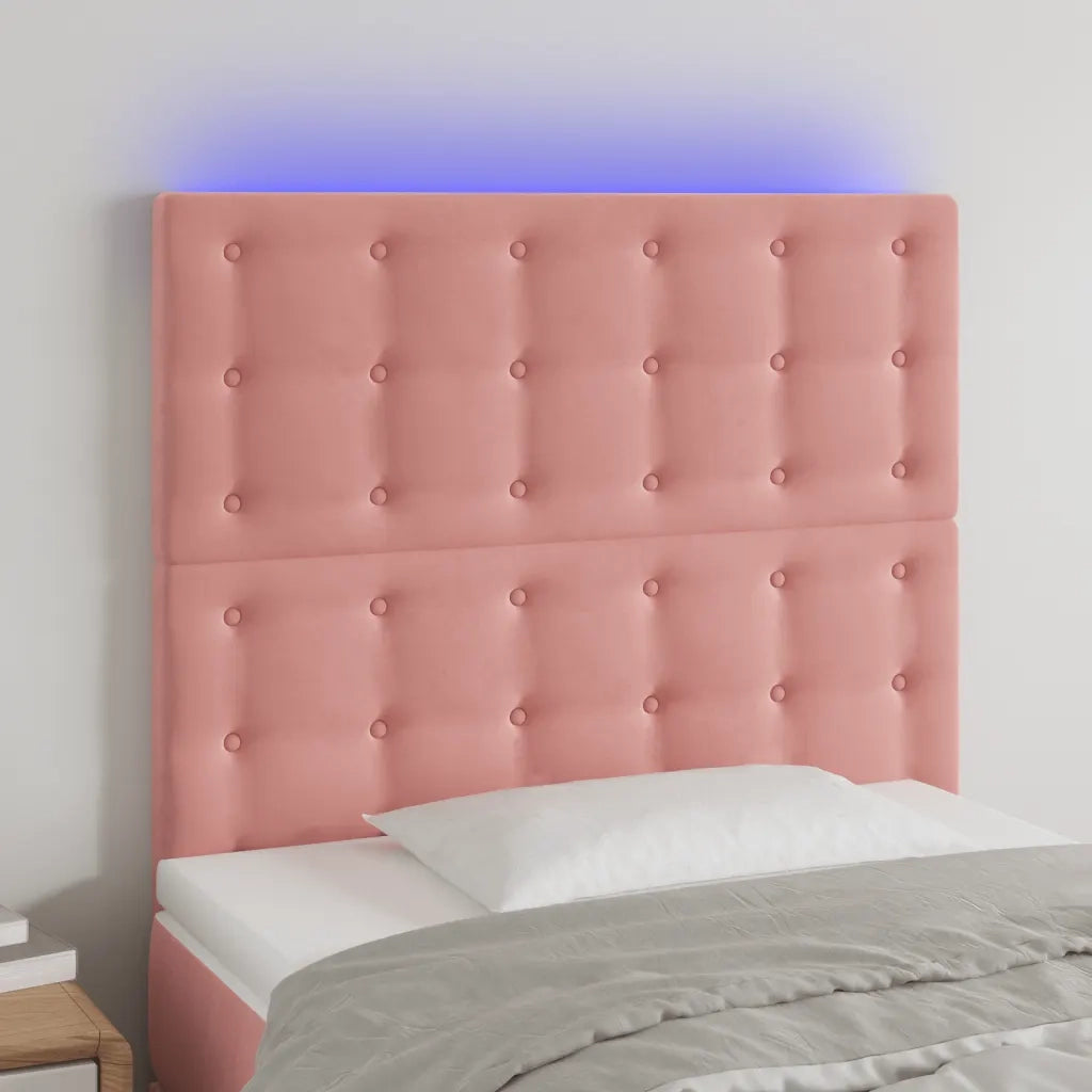 Testiera a LED-Testata con LED Rosa 90x5x118/128 cm in Velluto 241457