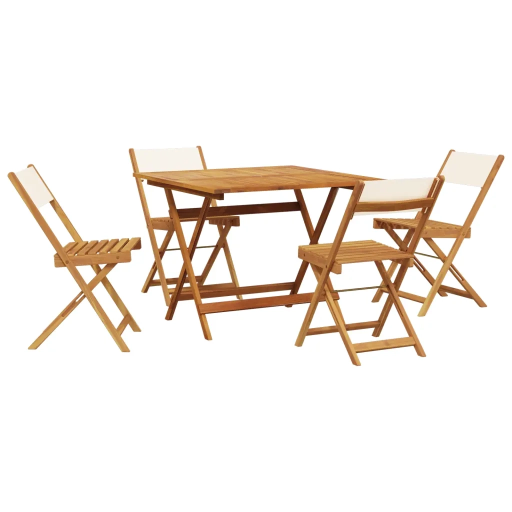 Set Pranzo da Giardino 5pz Crema in Tessuto e Legno Massello 3281784