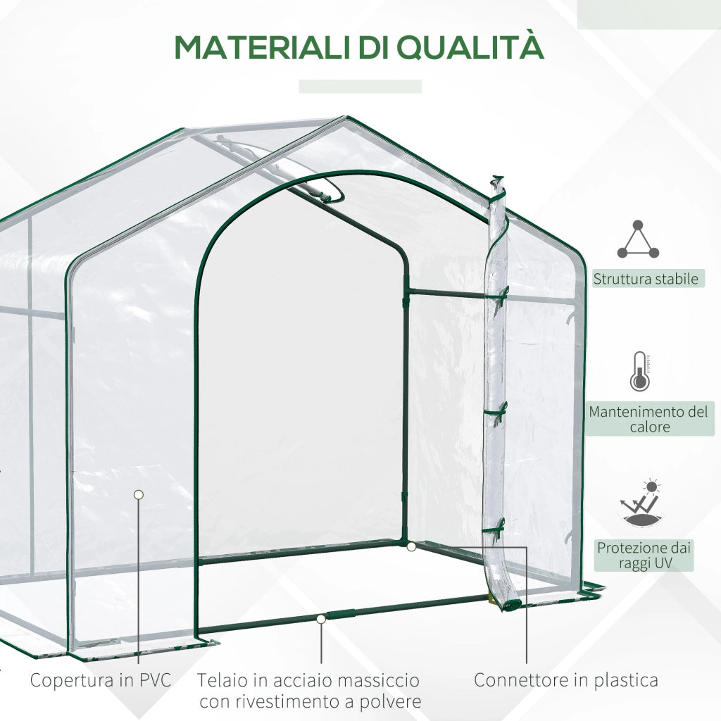 Serra da Giardino Esterno ¨C Minimal ¨C Plastica Acciaio Trasparente 180x100x152 cm