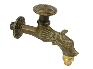 RUBINETTO ARTISTICO IN OTTONE A VITONE BRONZO ANTICATO attacco M 1/2    AGLAIA