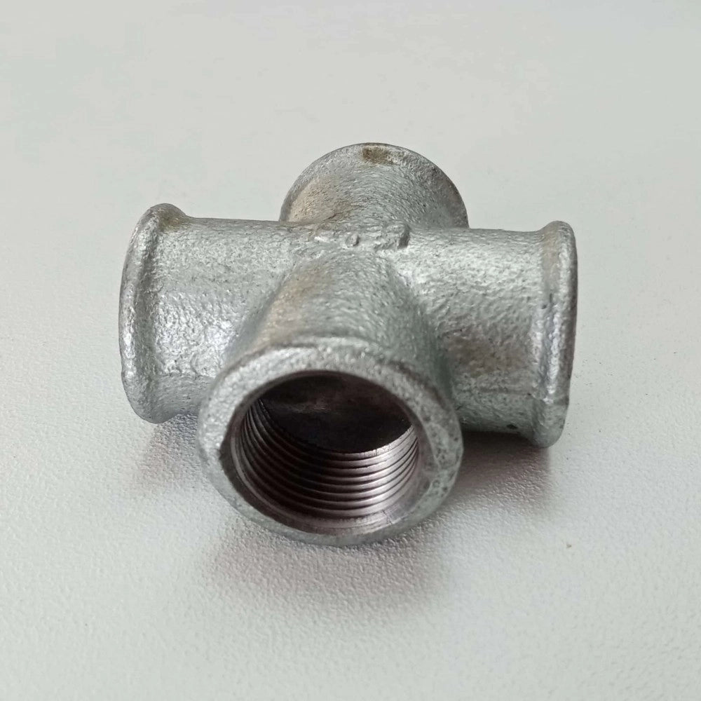 Raccordo ffff 1/2'' croce raccordo a 4 vie di ghisa zincata malleabile
