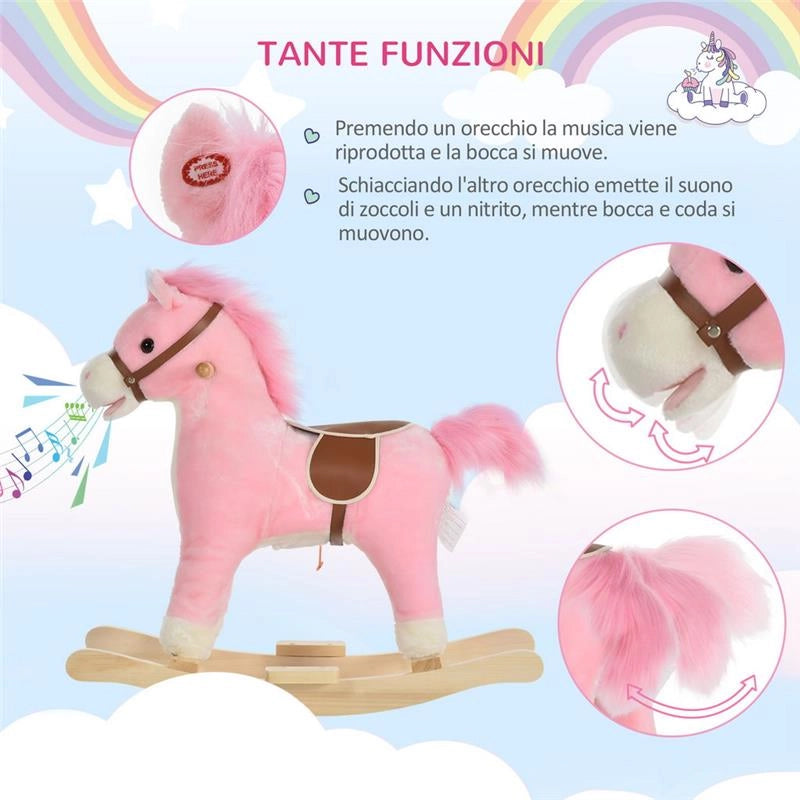 CAVALLO A DONDOLO PER BAMBINI 36-72 MESI ROSA