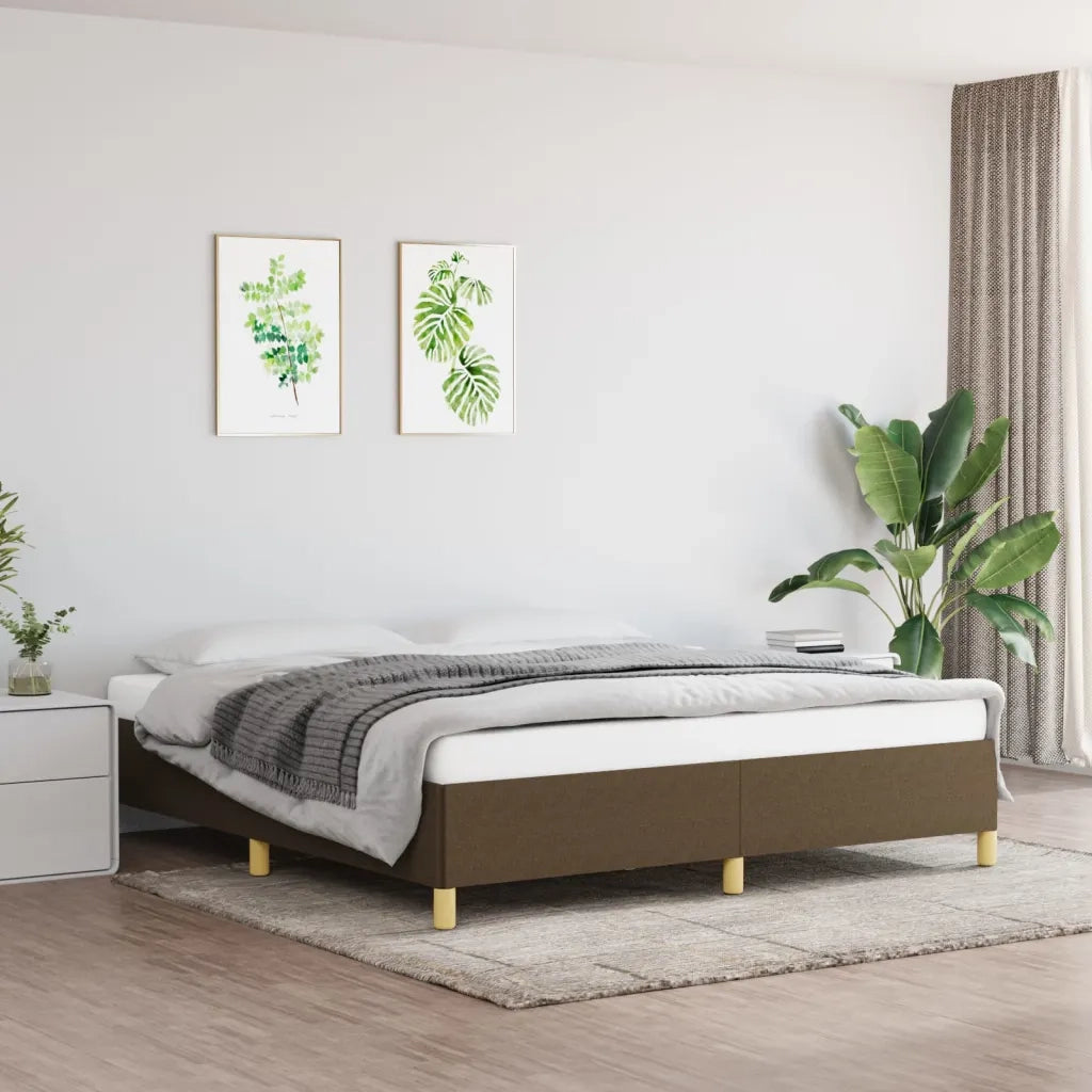 Struttura Letto a Rete a Molle Marrone Scuro 180x200 cm Tessuto 3120980
