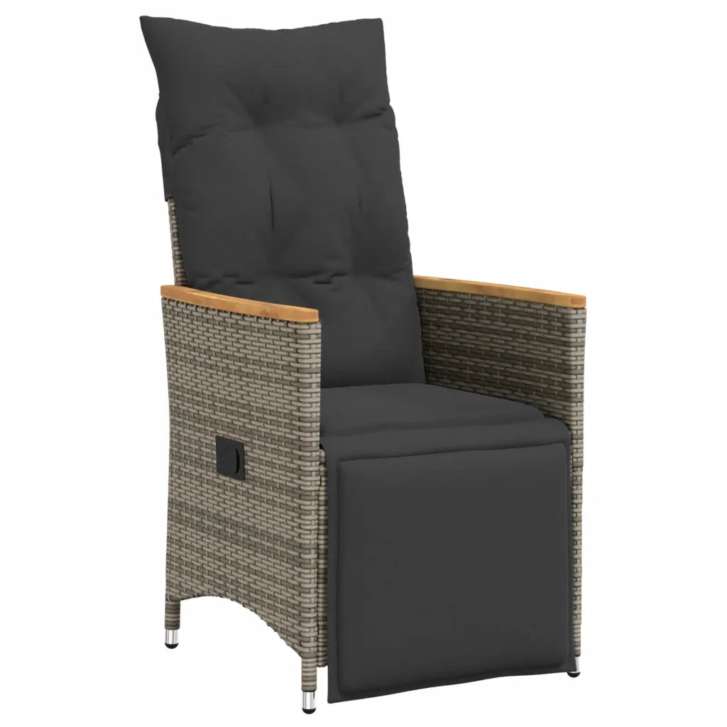 Set da Pranzo da Giardino 7 pz con Cuscini in Polyrattan Grigio