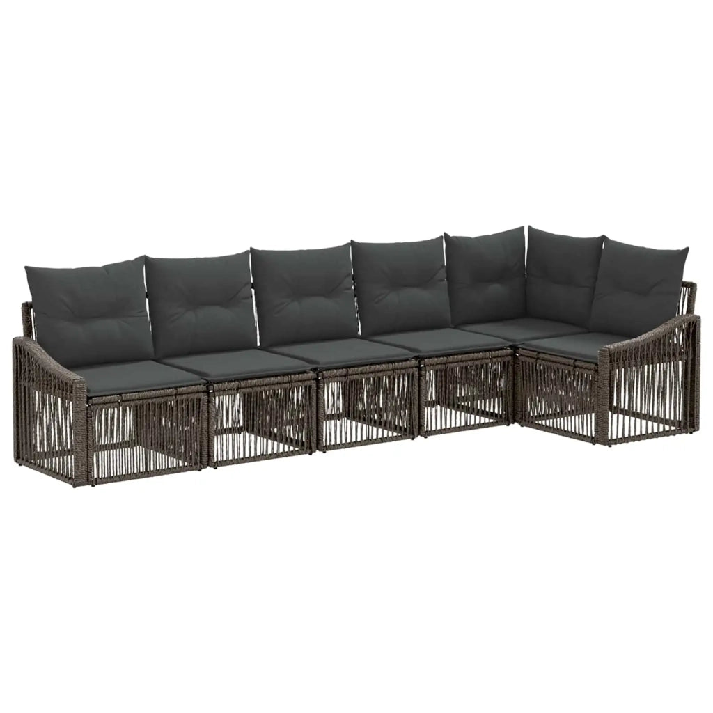 Set Divano da Giardino 6 pz Grigio polyrattan 3436010