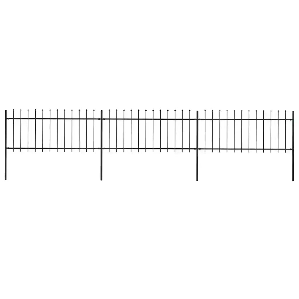 Recinzione da Giardino | Recinzione da cortile con Punta a Lancia in Acciaio 537x80 cm Nero