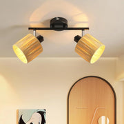 ZMH Faretto da soffitto 2 fiamme E14 Nero Naturale Lampada da soffitto Carta Soggiorno