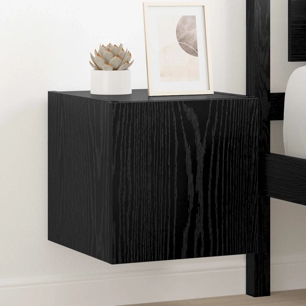 Mobile TV da parete con LED Rovere Nero 30,5 x 35 x 30 cm 893639