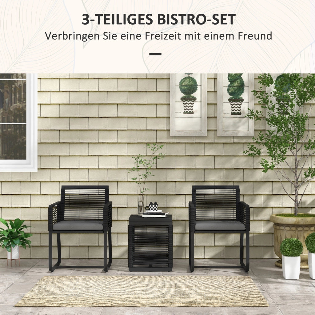 Set Giardino 3 Pezzi ¨C Minimal ¨C Nero Grigio 53x57x77 cm