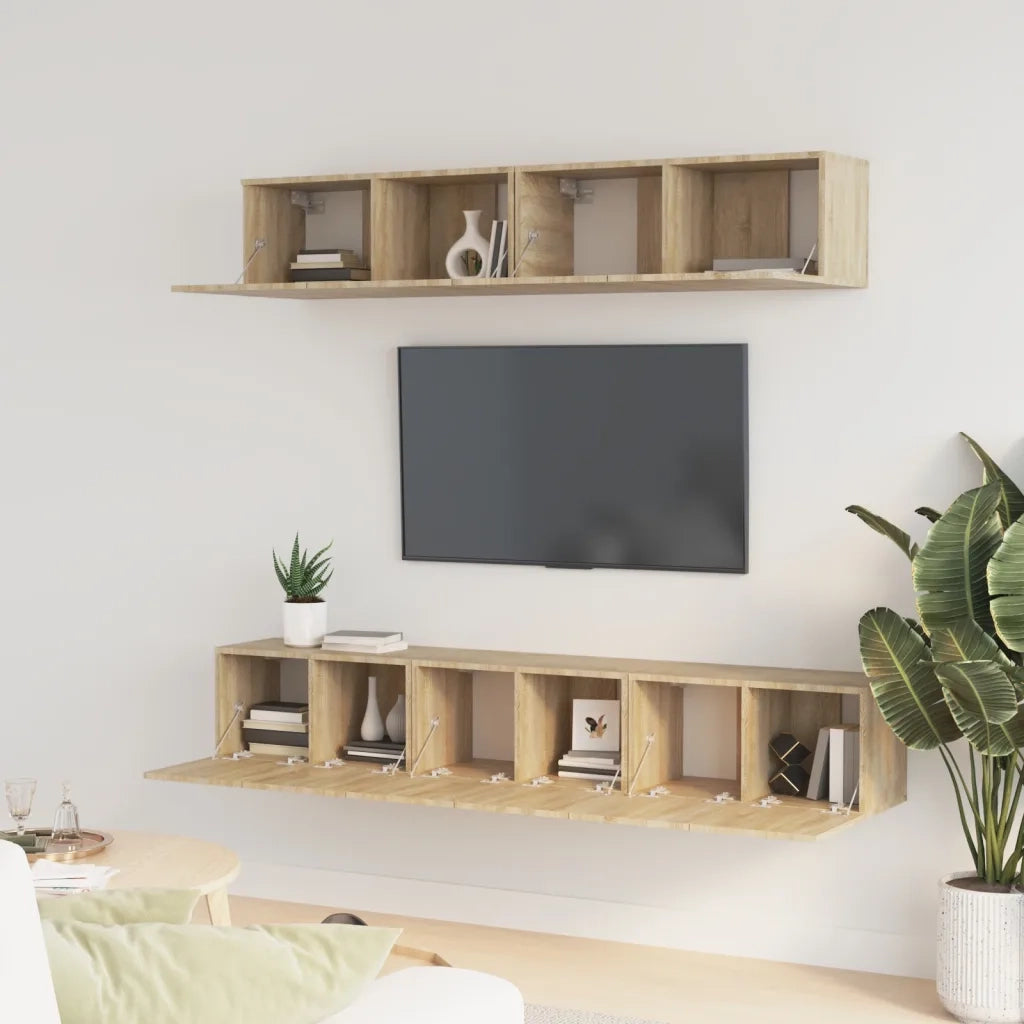 Set di Mobili Porta TV 5 pz Rovere Sonoma in Legno Multistrato 3114424