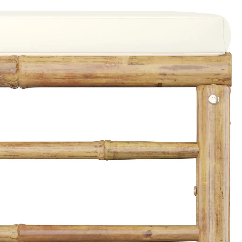 Set Divani da Giardino 6 pz con Cuscini Bianco Crema in Bambù 3058191