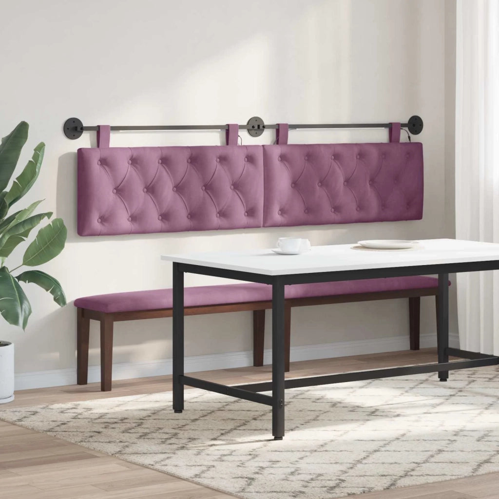 Testiera sospesa Con luce LED Viola Velluto 3424735