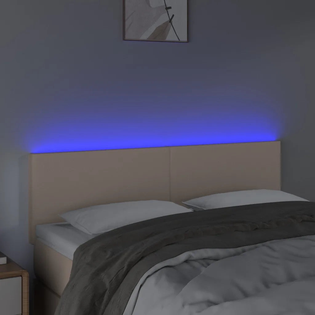 Testiera | Testata Cappuccino a LED 144x5x78/88 cm in Similpelle