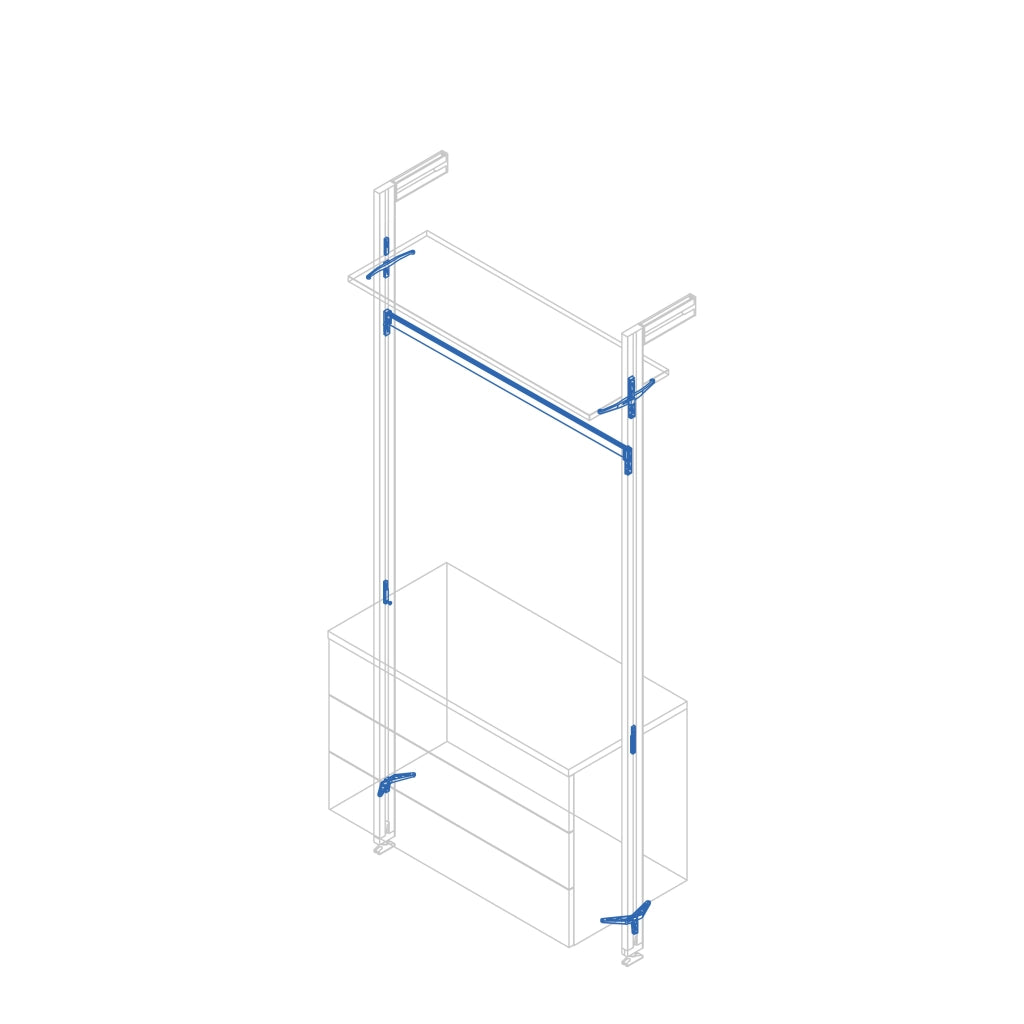 Kit Supporti per Mensole e Appendiabiti in Legno e Alluminio Emuca Zero Grigio Pietra