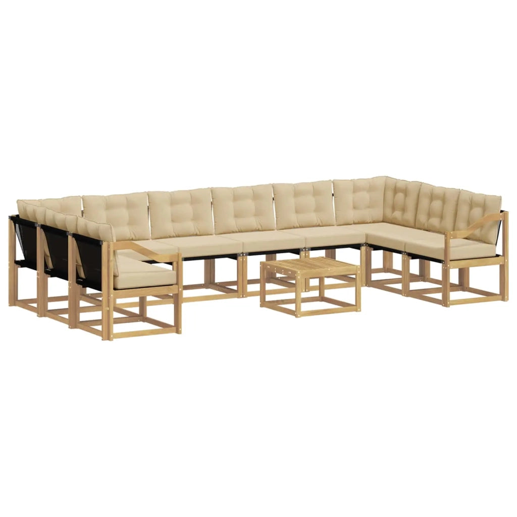 Set di divani da esterno 11 pz Bianco e Beige 3389943