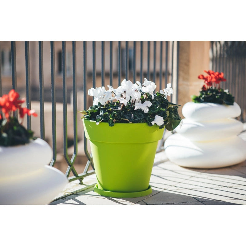 Vaso moderno di design Ø50 H44 in polimero viola resistente per interno ed esterno - Made in Italy - Monacis