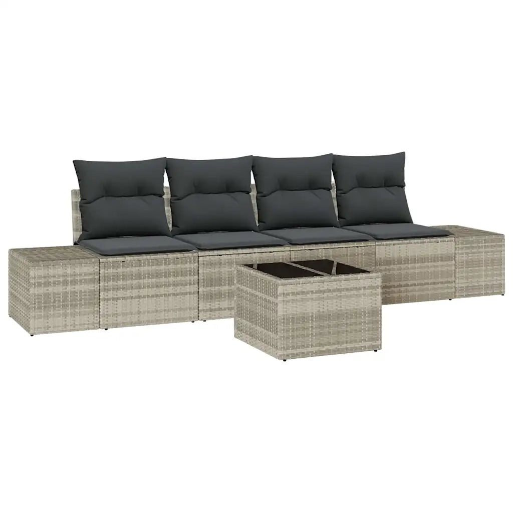 Set di divani con cuscino 5 pcs Grigio chiaro polyrattan 3346932