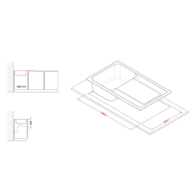 Lavello Elleci Incasso 1 vasca 86x50 Life 400 Granitek Grigio Cemento LG240048