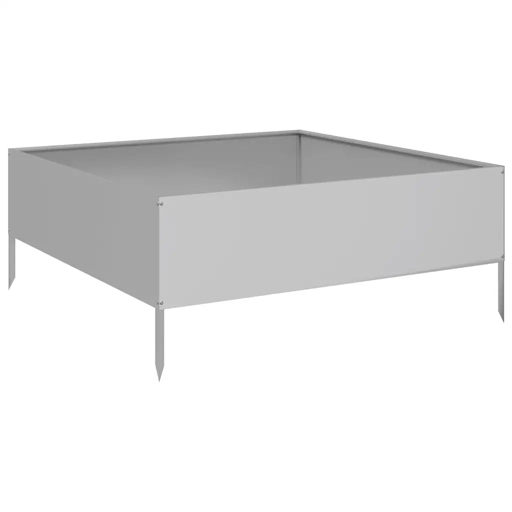 Fioriera Rialzata da Giardino-Vaso da Esterno-Fioriera Elevata 100x100x25 cm in Acciaio Zincato