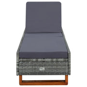 Lettino Prendisole con Cuscino in Polyrattan Grigio 310473