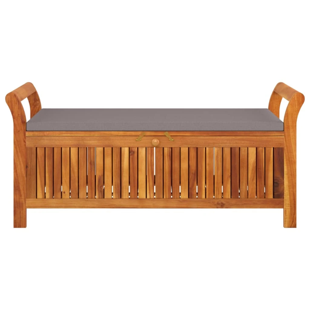 Panca da giardino mobili da esterno per patio contenitore da giardino per terrazza con cuscino 126 x 50 x 60 cm legno di acacia 02_0011807