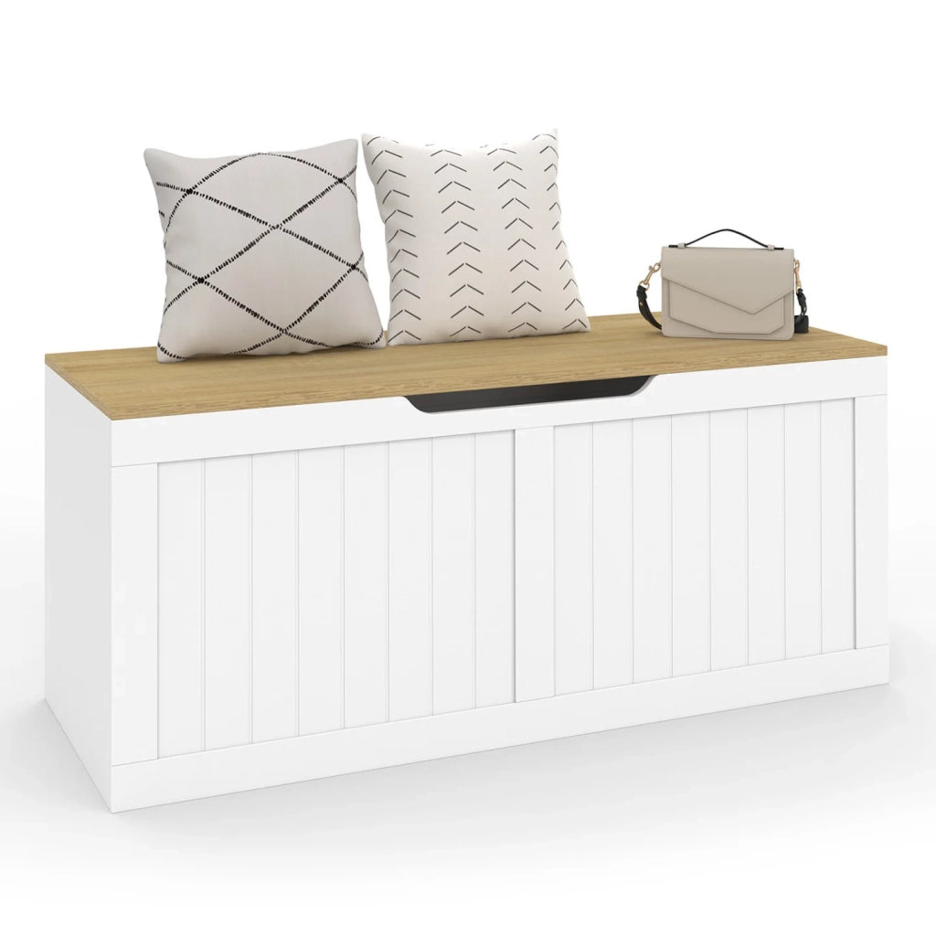 IDMarket - Cassapanca LEON in legno e bianco 100 cm