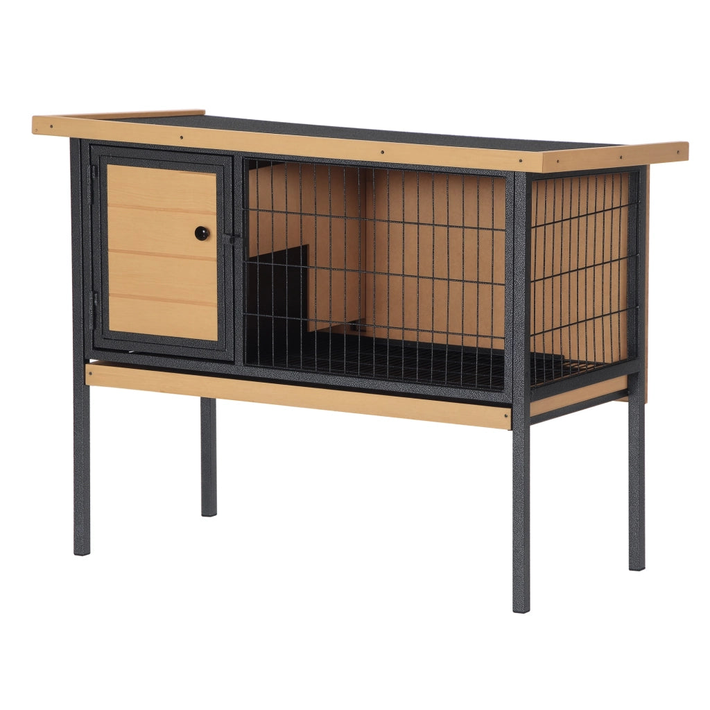 Gabbia per conigli in legno con piedini - Xylo - 91,5x45x70 cm tetto apribile