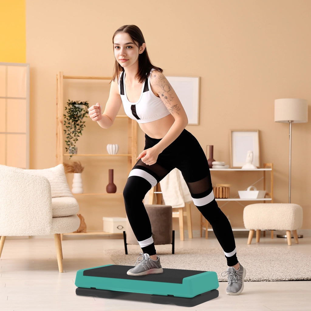 Step Aerobico Fitness Antiscivolo ¨C Xylo ¨C Altezza Regolabile 3 Livelli 77x36x20,5cm Verde e Nero