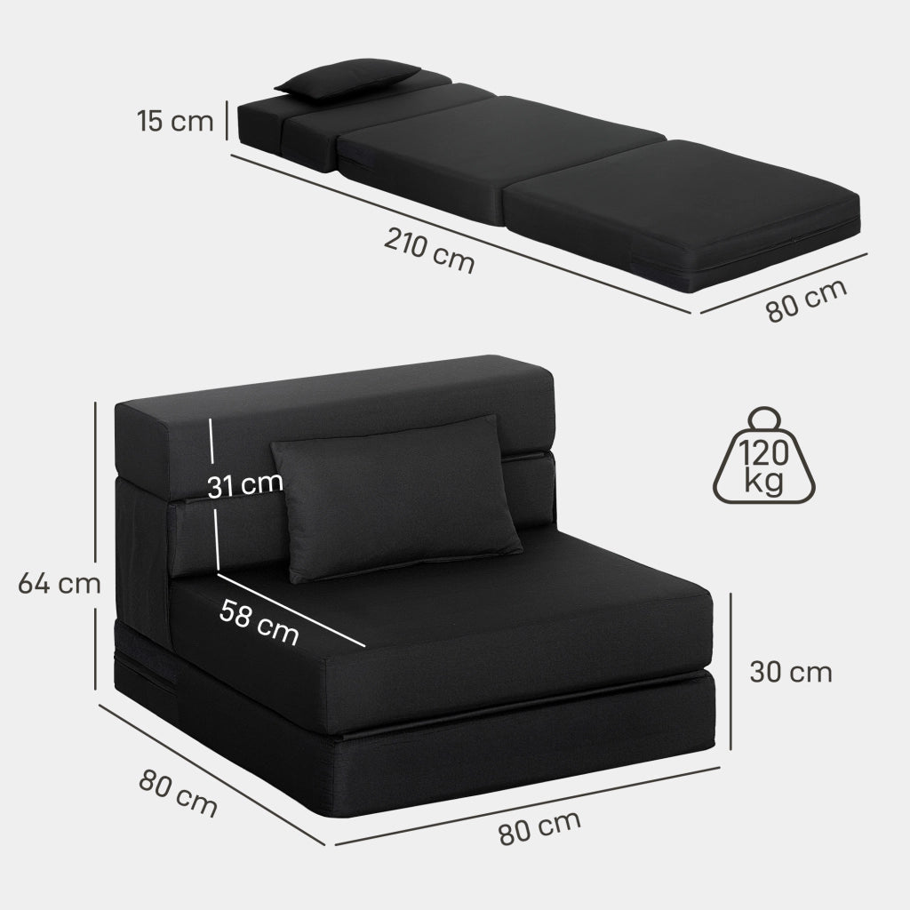 Poltrona letto pieghevole 1 posto ¨C zephmum ¨C nero