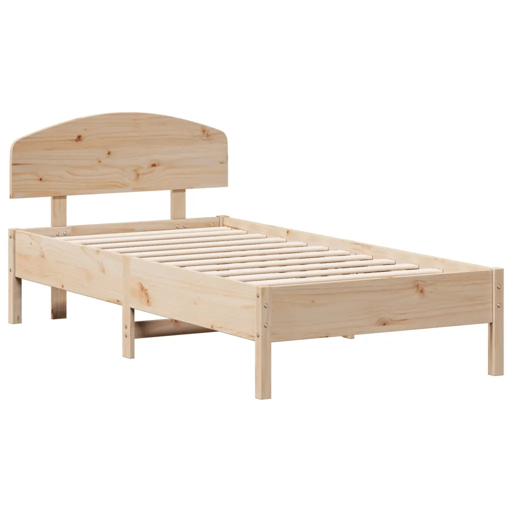 Letto singolo | Letto per adulti | Giroletto senza Materasso 75x190 cm in Legno Massello di Pino