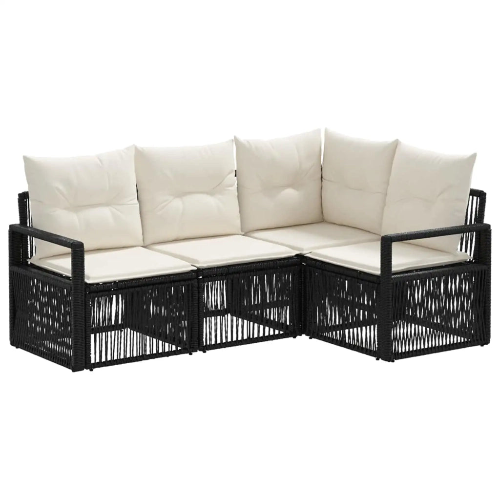 Set Divano da Giardino 4 pz Nero polyrattan 3435703
