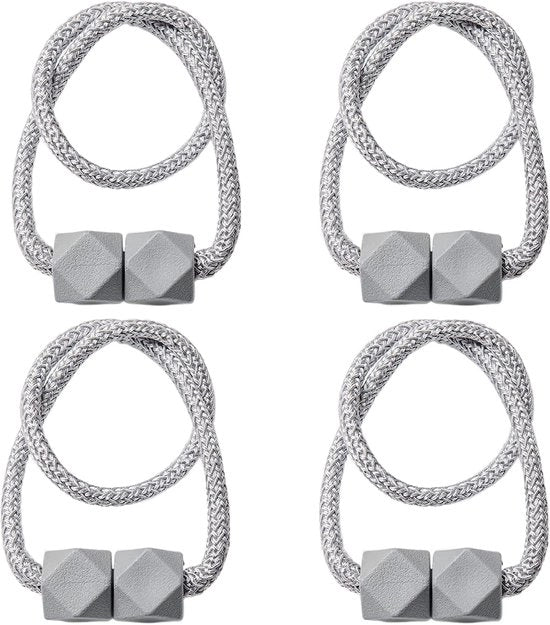 Set di fermature per tende, set di fermature per tenda, fermature per tenda, fermature per tenda magnetica, set di fermature decorativo 4 pezzi per tende in tessuto, adatto per arredamento casa e ufficio (grigio).