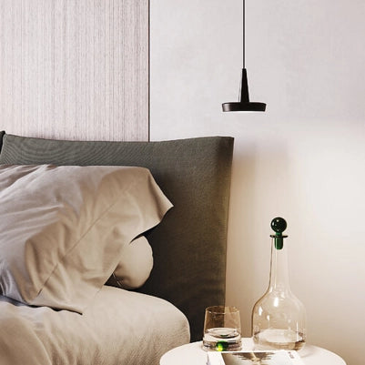 Baby Lampada a sospensione a LED in alluminio pressofuso nero, design moderno con dimmerazione TRIAC, CRI 90, luce calda 3000K, ideale per interni