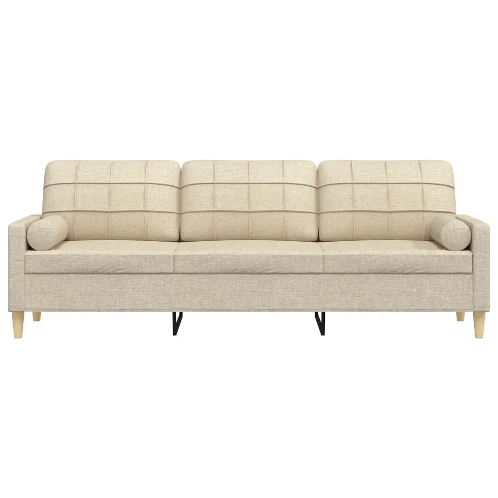 Divano a 3 Posti con Cuscini Crema 210 cm in Tessuto 3278203