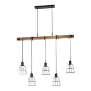 Lampadario Italux Ponte industriale nero 5xE27 PND-4290-5-L