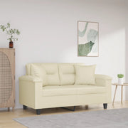 Divano a 2 Posti con Cuscini-Sofa 2 Posti con Cuscini Crema 120 cm in Similpelle 856555