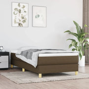 Giroletto a Molle con Materasso-Struttura Letto Marrone Scuro 100x200cm Tessuto 743841