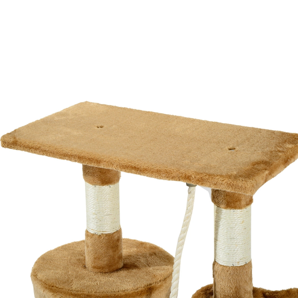 Tiragraffi per gatti con casetta e scala ¨C Xylo ¨C 55x30x95 cm marrone felpa